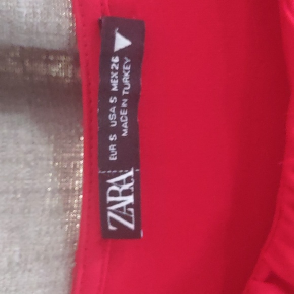 Zara red long sleeve top ruched S - Picture 3 of 5